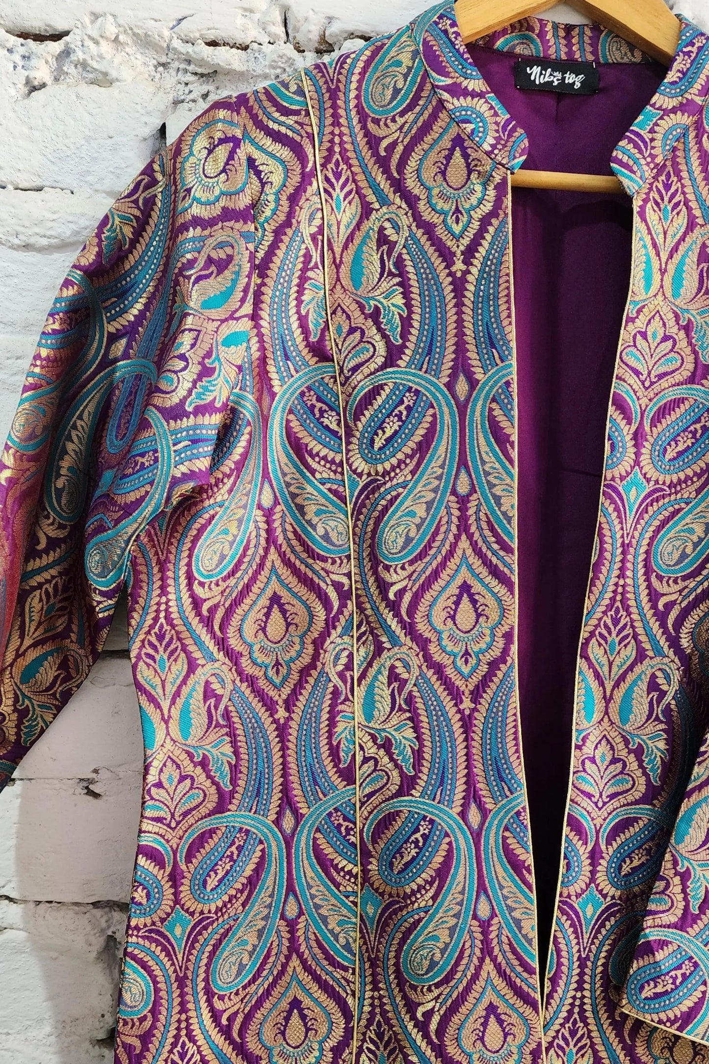 Multicolor Purple Banarasi Brocade Blazer