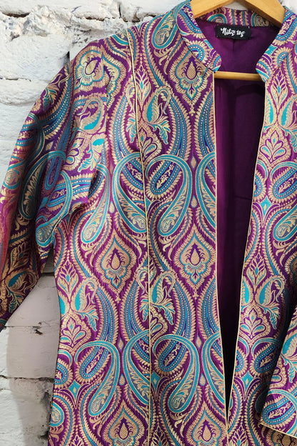 Multicolor Purple Banarasi Brocade Blazer