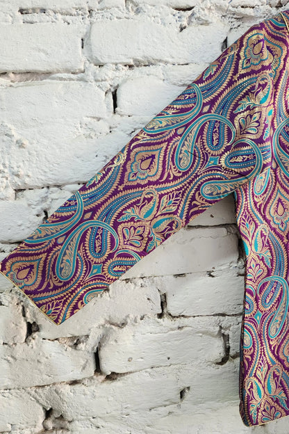 Multicolor Purple Banarasi Brocade Blazer