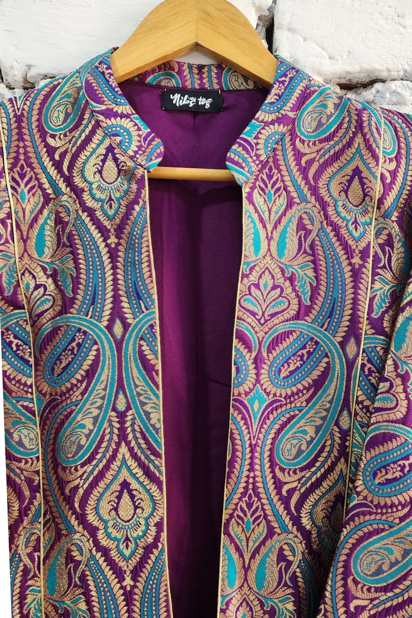 Multicolor Purple Banarasi Brocade Blazer