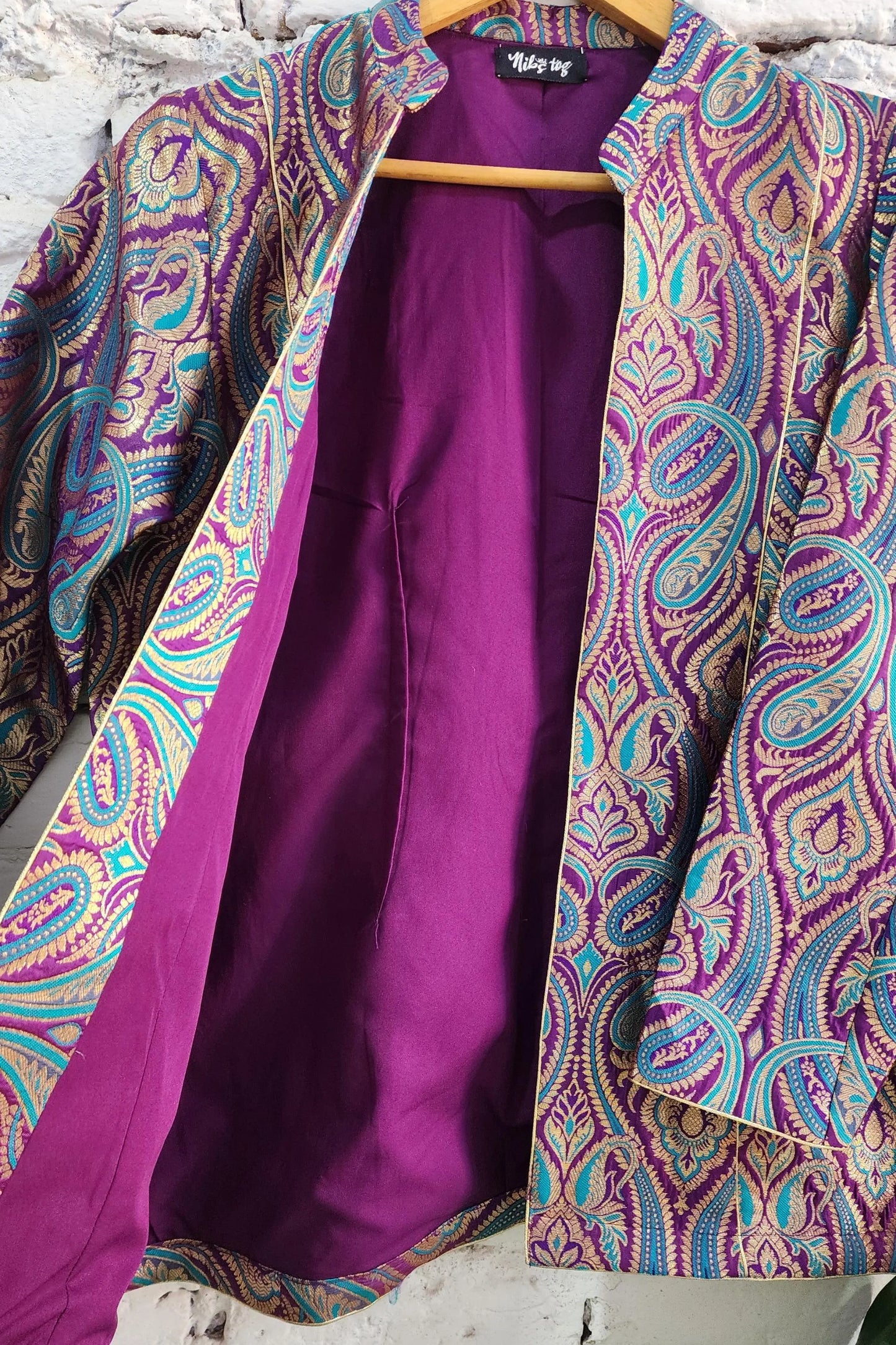 Multicolor Purple Banarasi Brocade Blazer