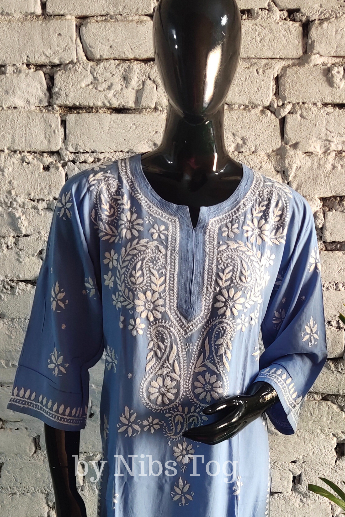 Blue Modal Cotton Chikankari Kurta