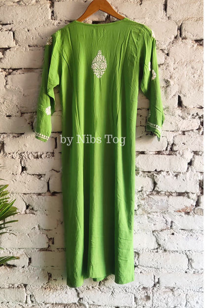 Green Modal Cotton Chikankari Kurta