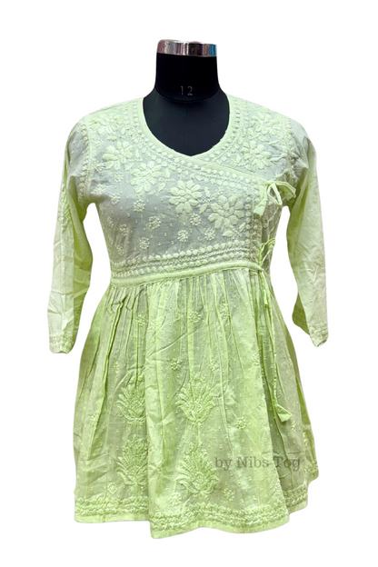 Angrakha Cotton Chikankari Short Kurta