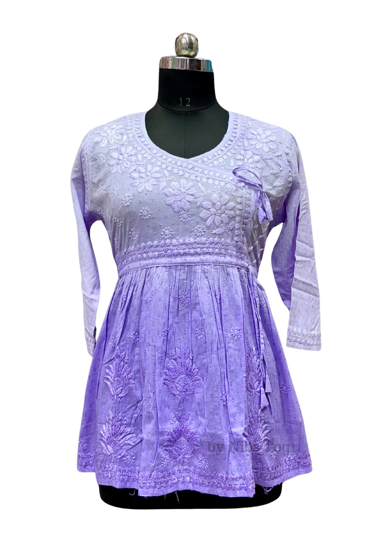 Angrakha Cotton Chikankari Short Kurta