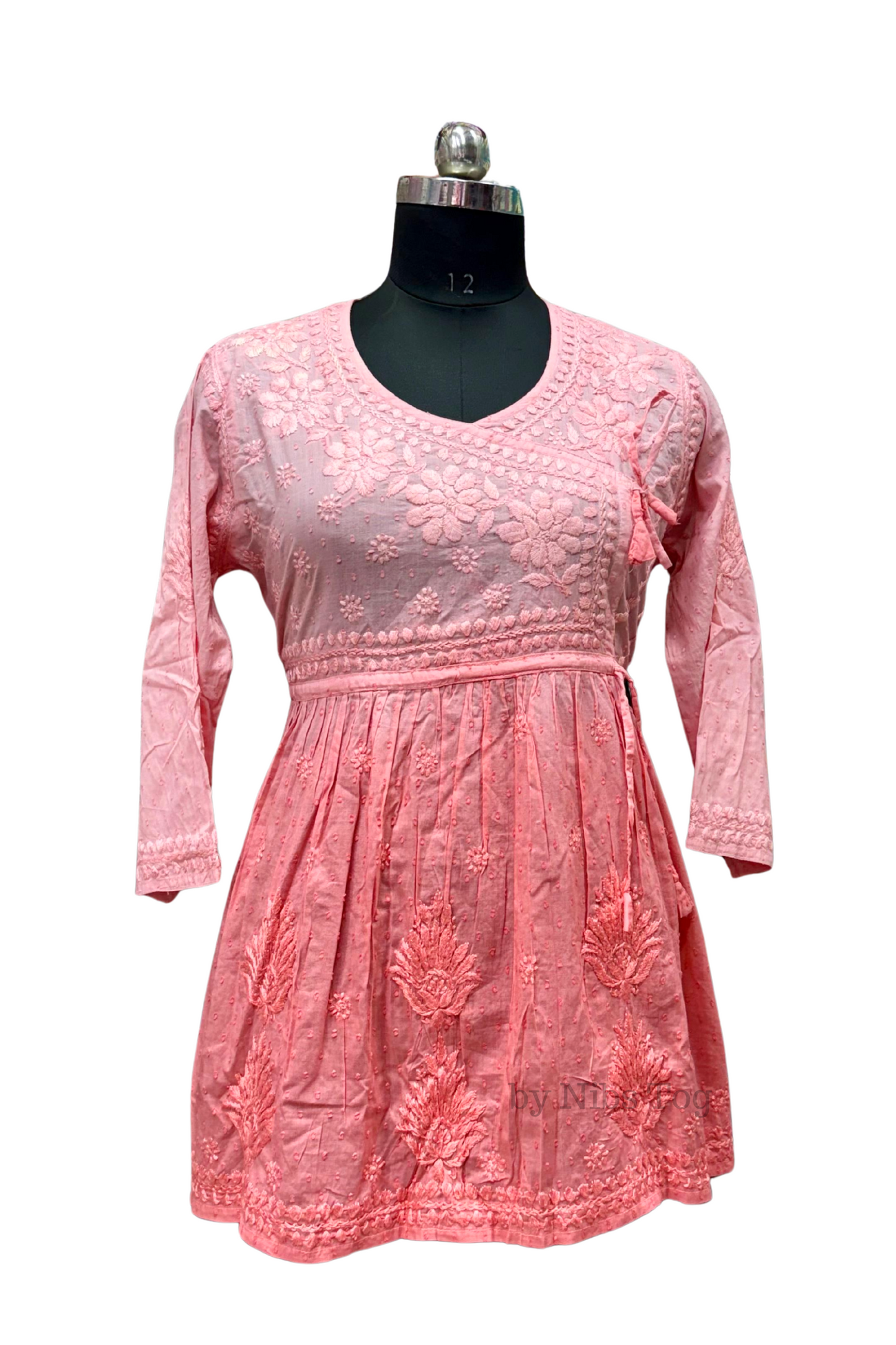 Angrakha Cotton Chikankari Short Kurta