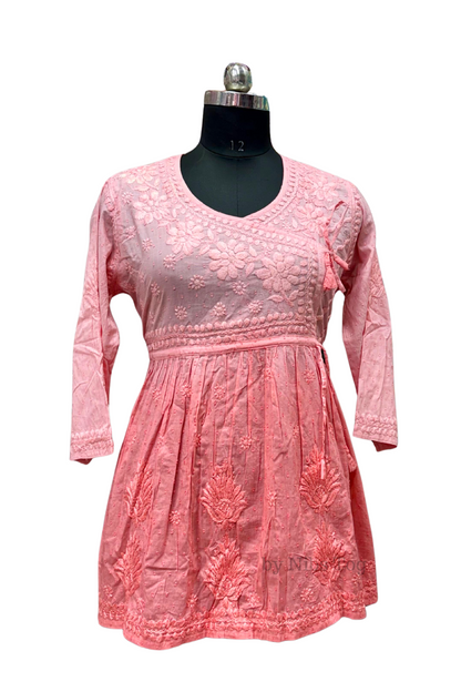 Angrakha Cotton Chikankari Short Kurta