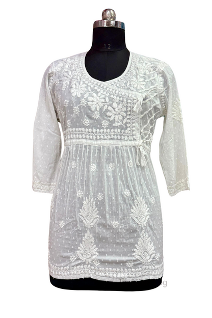 Angrakha Cotton Chikankari Short Kurta