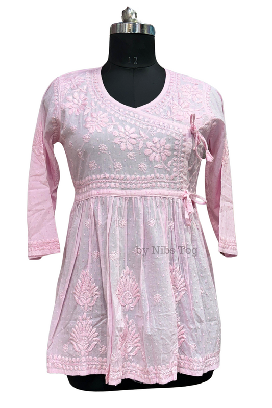 Angrakha Cotton Chikankari Short Kurta