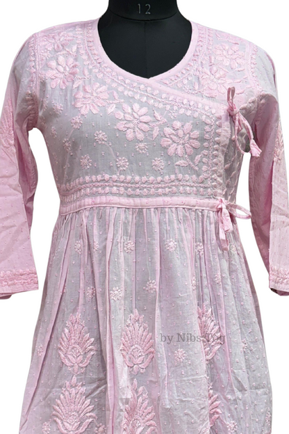 Angrakha Cotton Chikankari Short Kurta