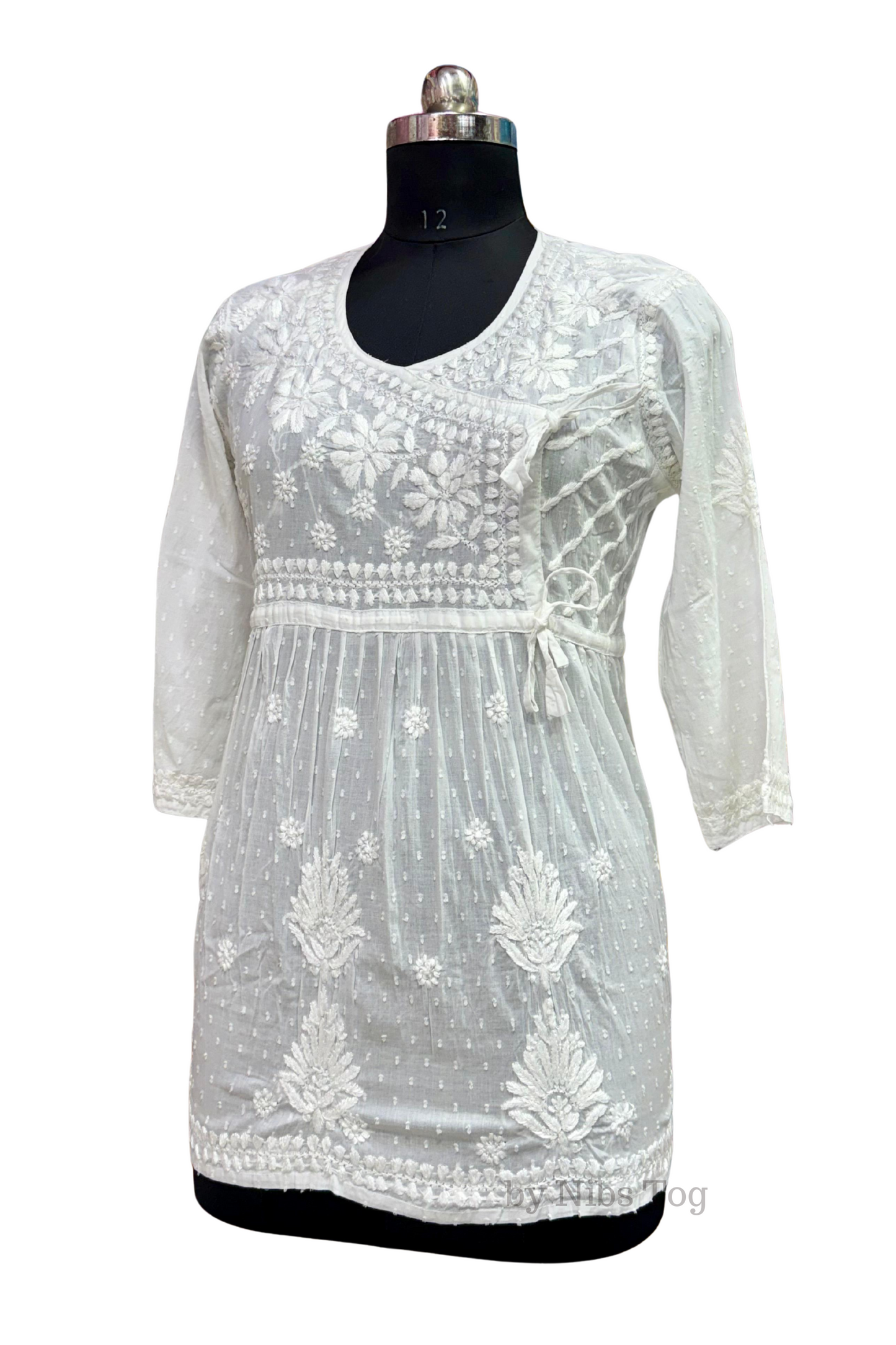 Angrakha Cotton Chikankari Short Kurta
