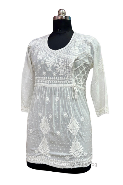 Angrakha Cotton Chikankari Short Kurta