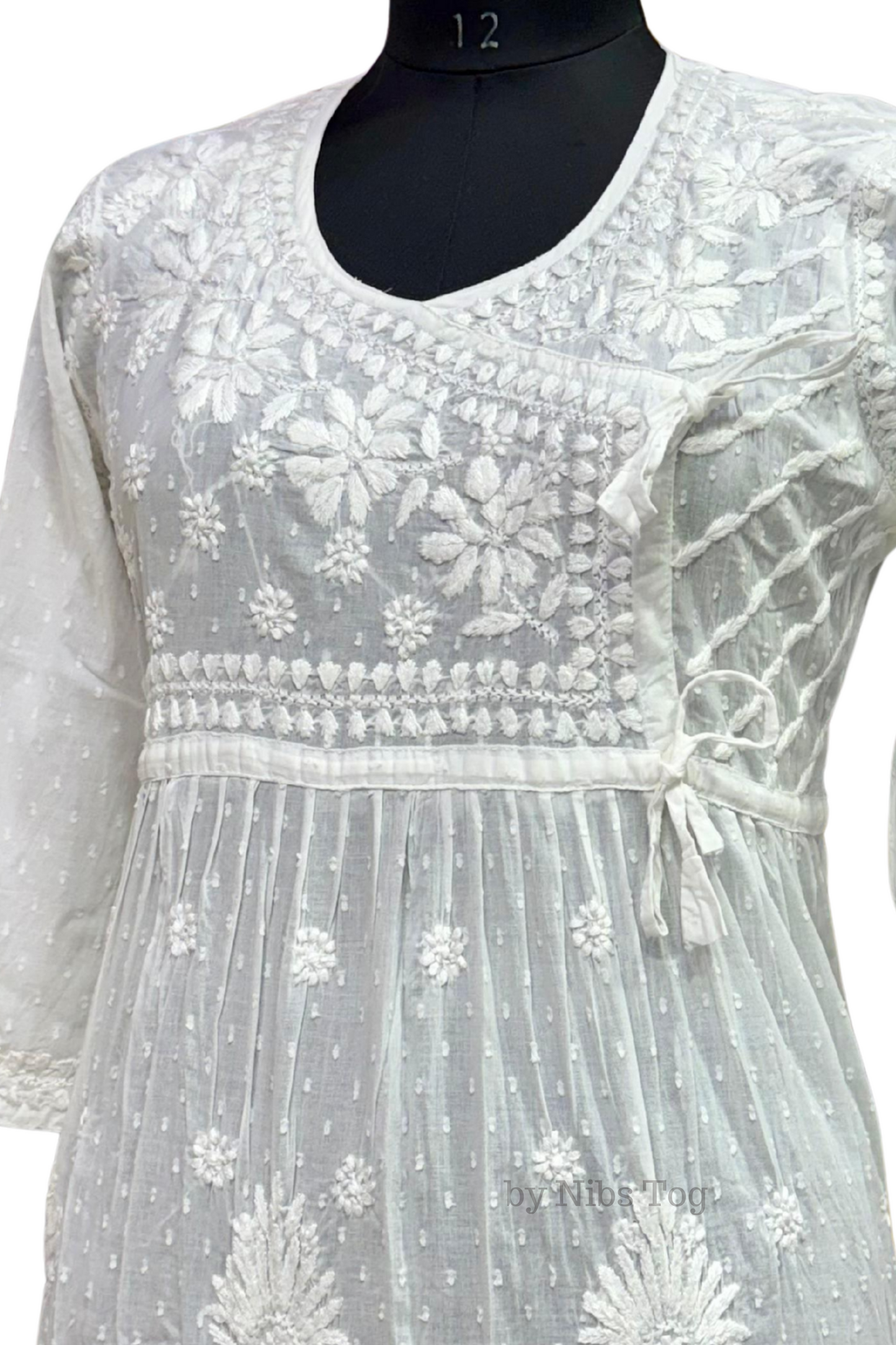 Angrakha Cotton Chikankari Short Kurta