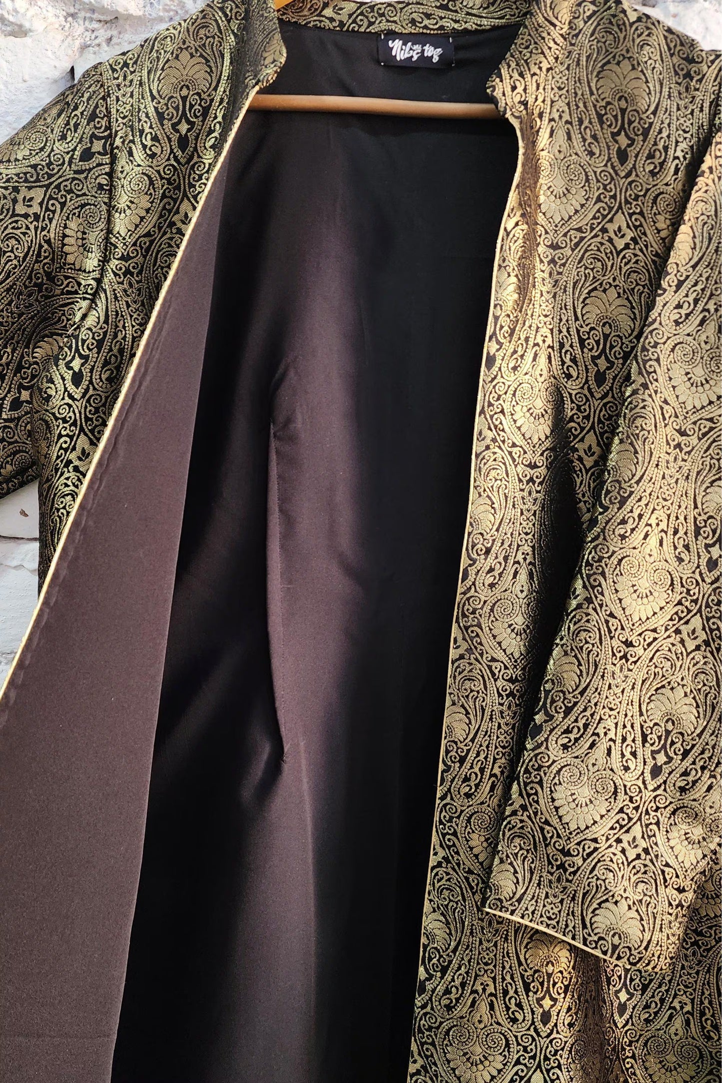 Black n Gold Banarasi Long Jacket