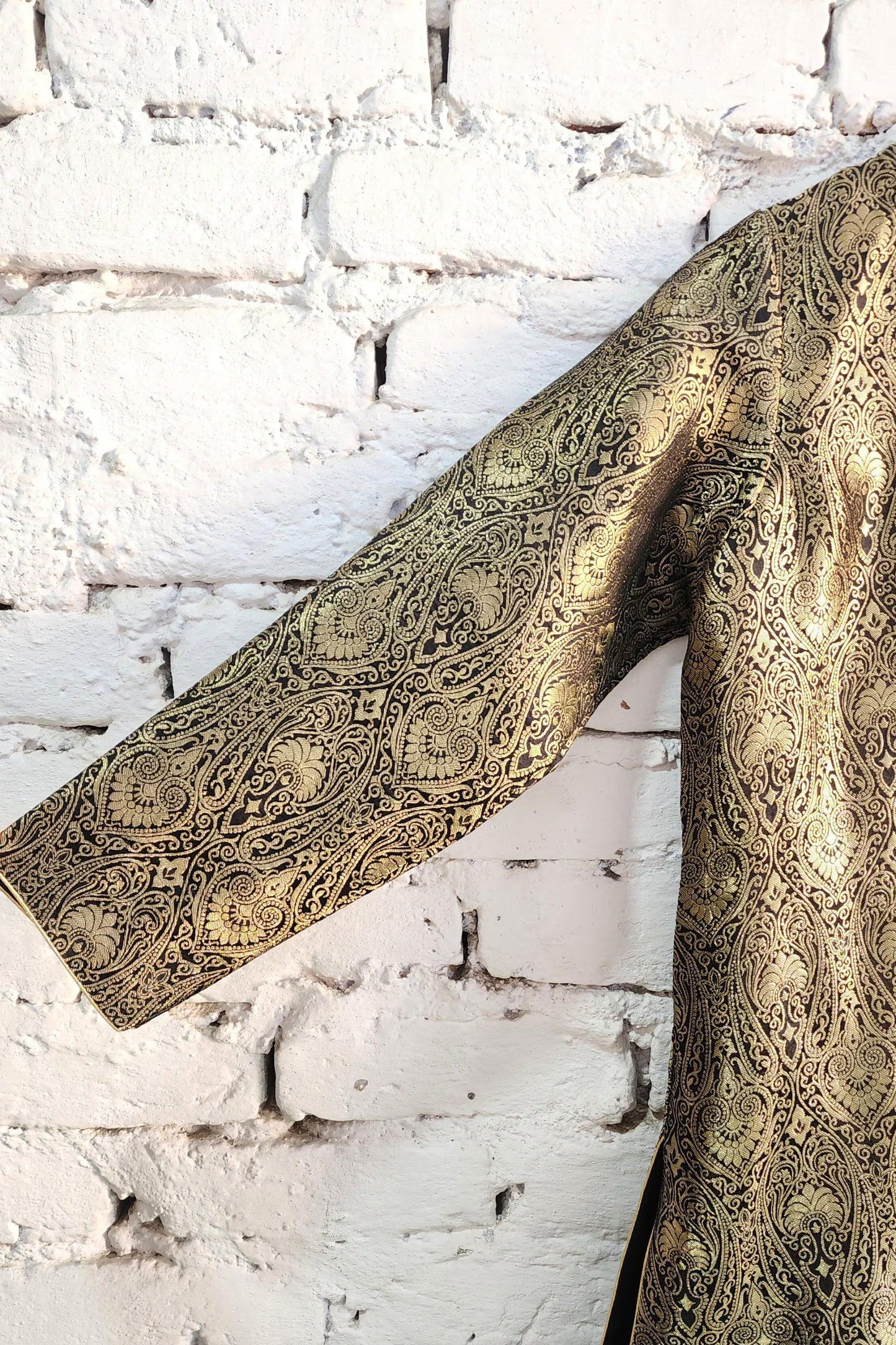 Black n Gold Banarasi Long Jacket