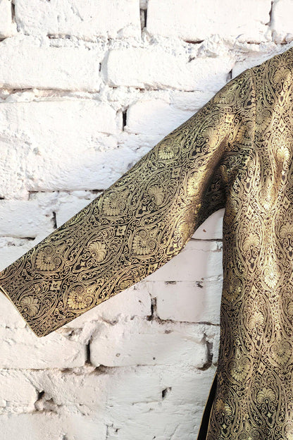 Black n Gold Banarasi Long Jacket