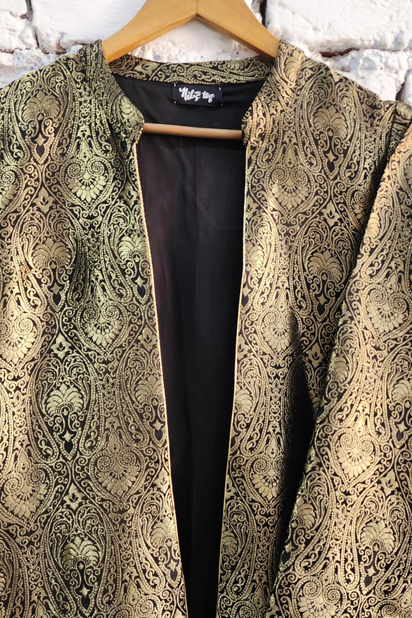 Black n Gold Banarasi Long Jacket