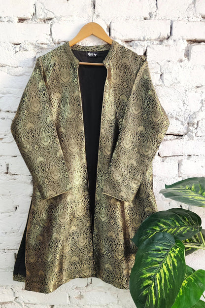 Black n Gold Banarasi Long Jacket