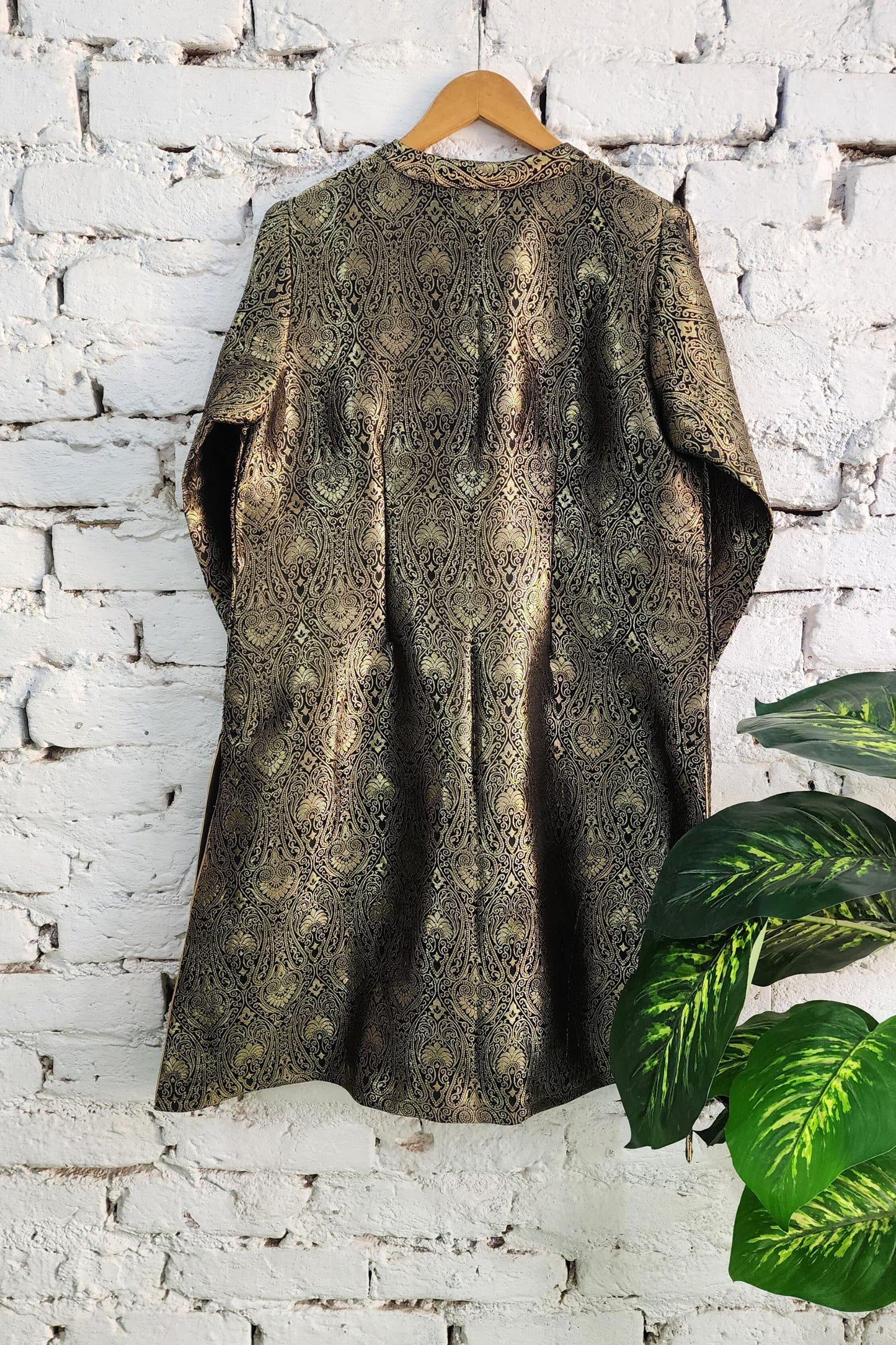 Black n Gold Banarasi Long Jacket