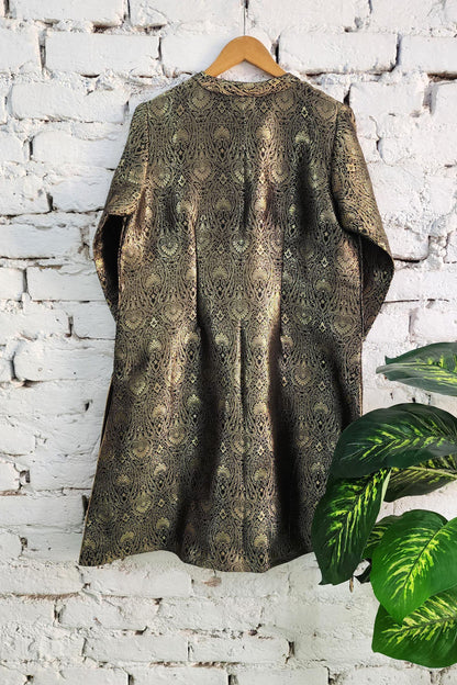 Black n Gold Banarasi Long Jacket
