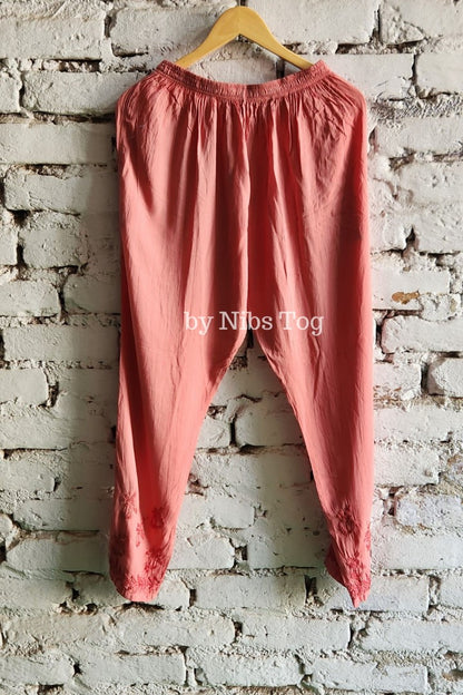 Nude Modal Cotton Chikankari Kurta Palazzo Set