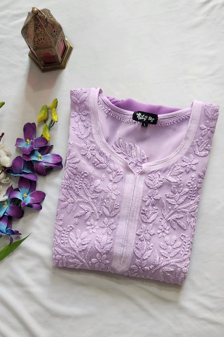 Ombre Purple Chikankari Kurta Georgette