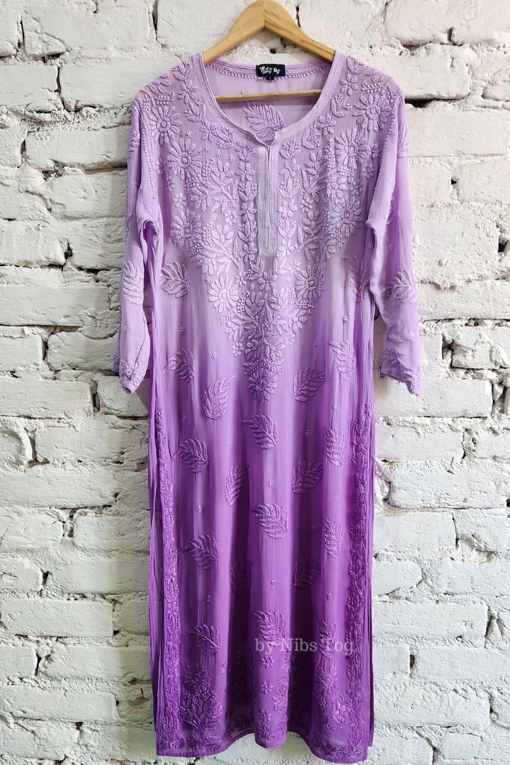 Ombre Purple Chikankari Kurta Georgette