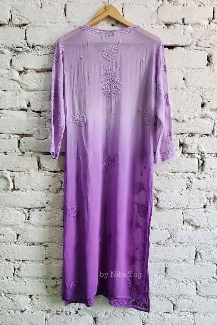 Ombre Purple Chikankari Kurta Georgette