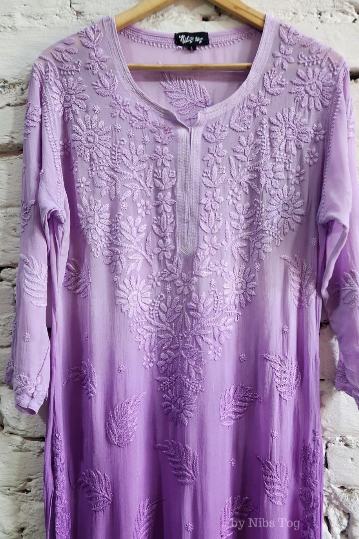 Ombre Purple Chikankari Kurta Georgette