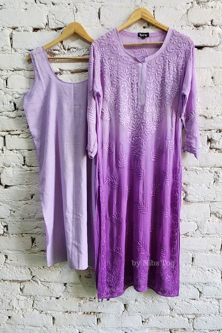 Ombre Purple Chikankari Kurta Georgette