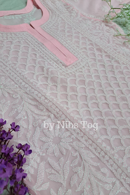 Georgette Heavy Work Straight Chikankari Kurta