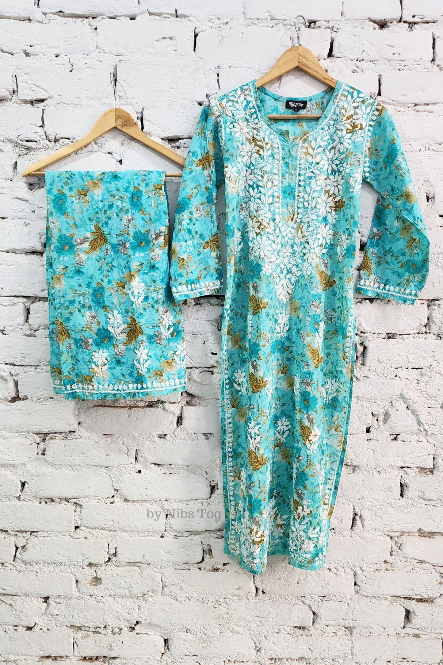 Meer Printed Cotton Chikankari Kurta Palazzo Set