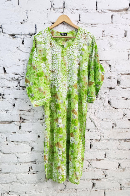 Meer Printed Cotton Chikankari Kurta Palazzo Set