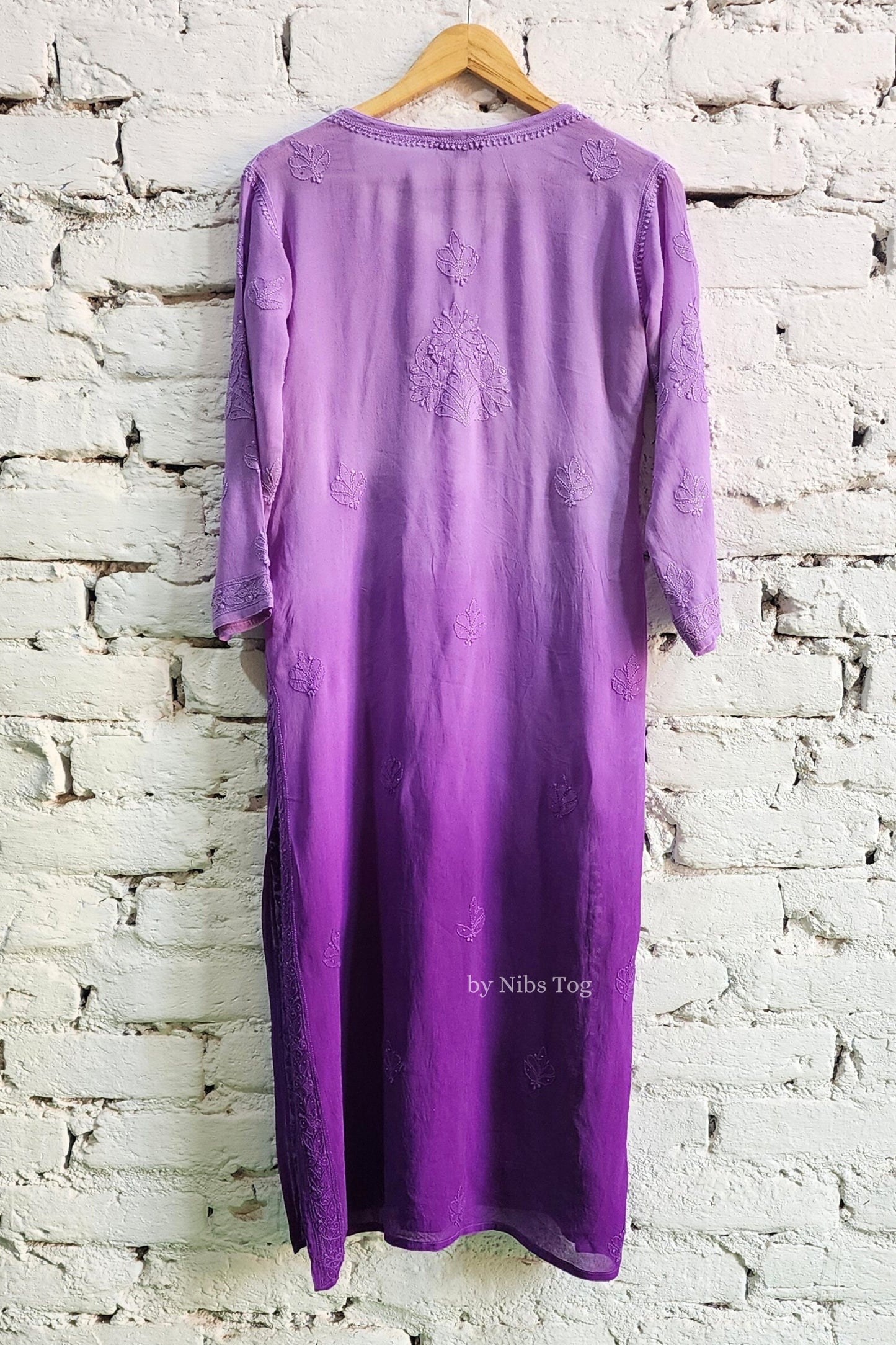 Ombre Purple Chikankari Kurta Palazzo Set with Dupatta