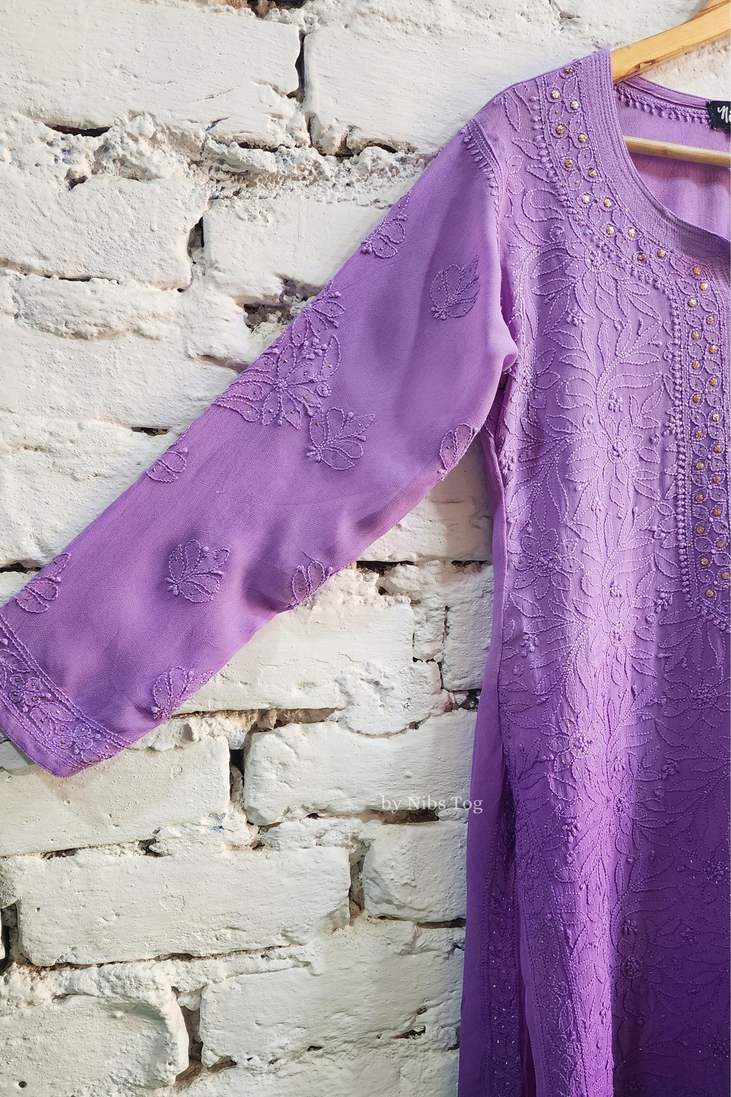 Ombre Purple Chikankari Kurta Palazzo Set with Dupatta