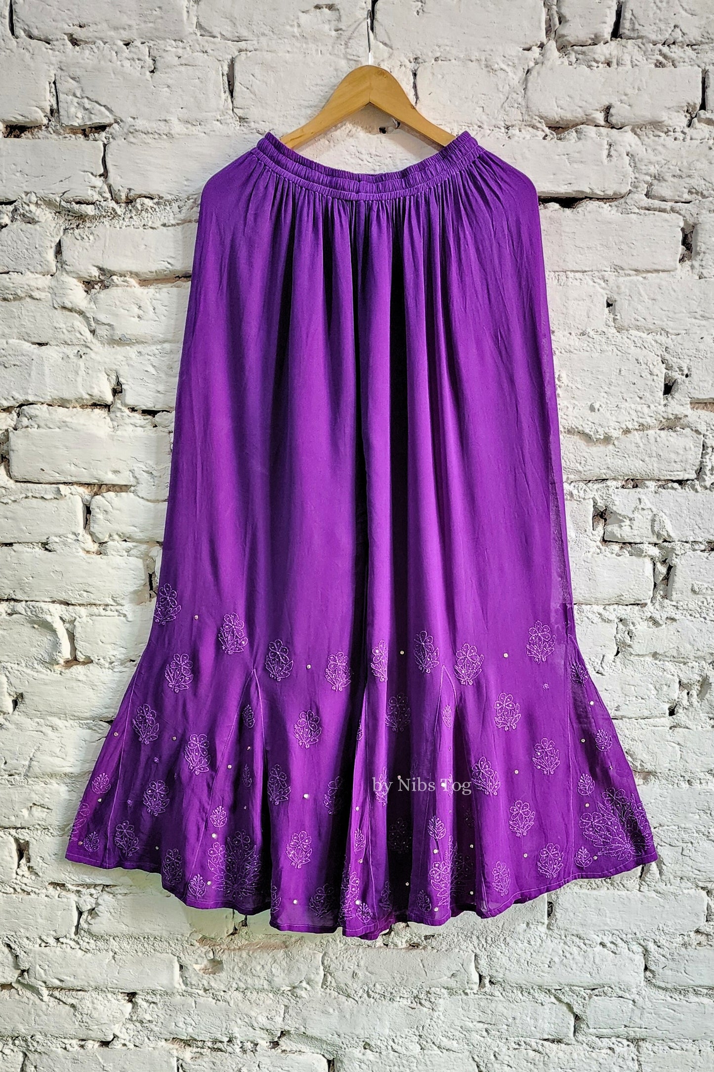 Ombre Purple Chikankari Kurta Palazzo Set with Dupatta