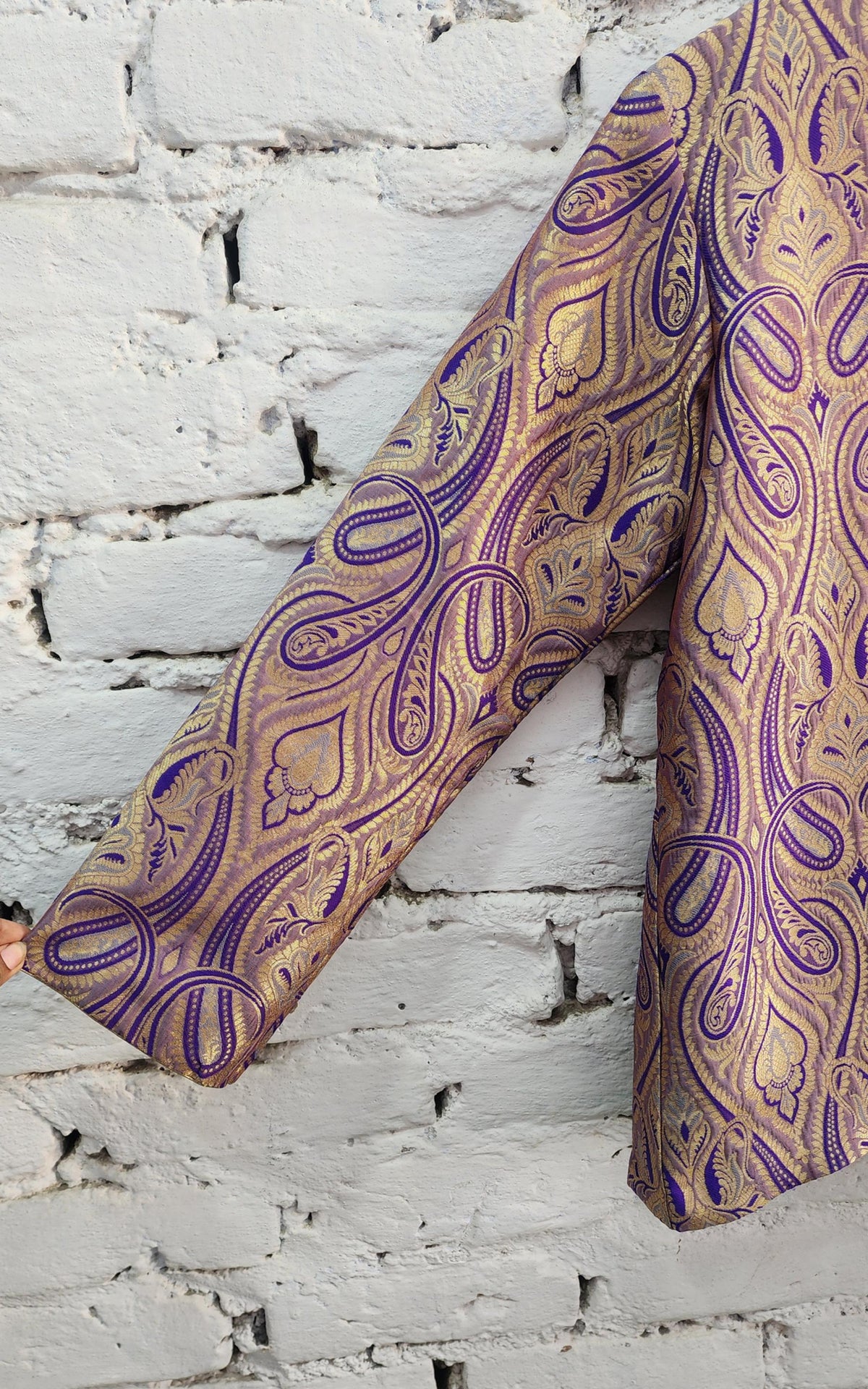 Purple and gold personalized Banarasi brocade jacket — image 6