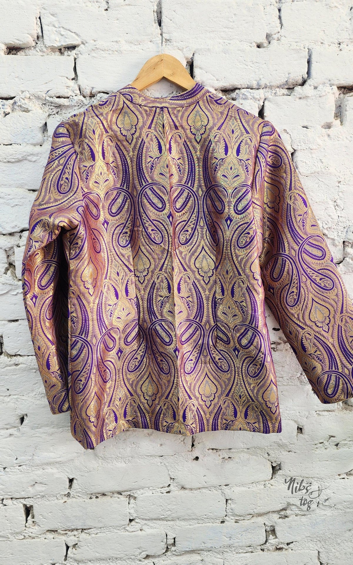Purple and gold personalized Banarasi brocade jacket — image 9