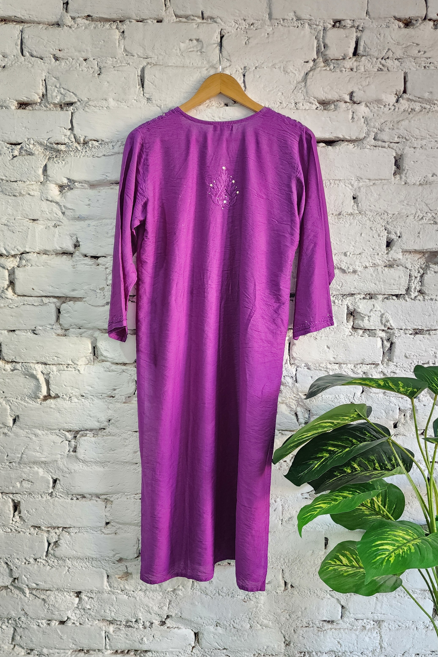 Purple Silk Chikankari Kurta Set with Dupatta