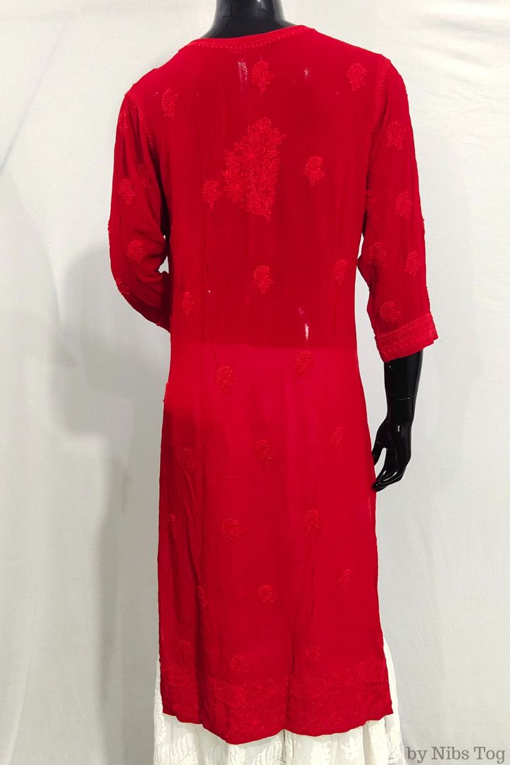 Hot Red Chikankari Kurta Georgette with Inner