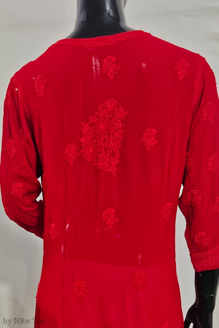 Hot Red Chikankari Kurta Georgette with Inner