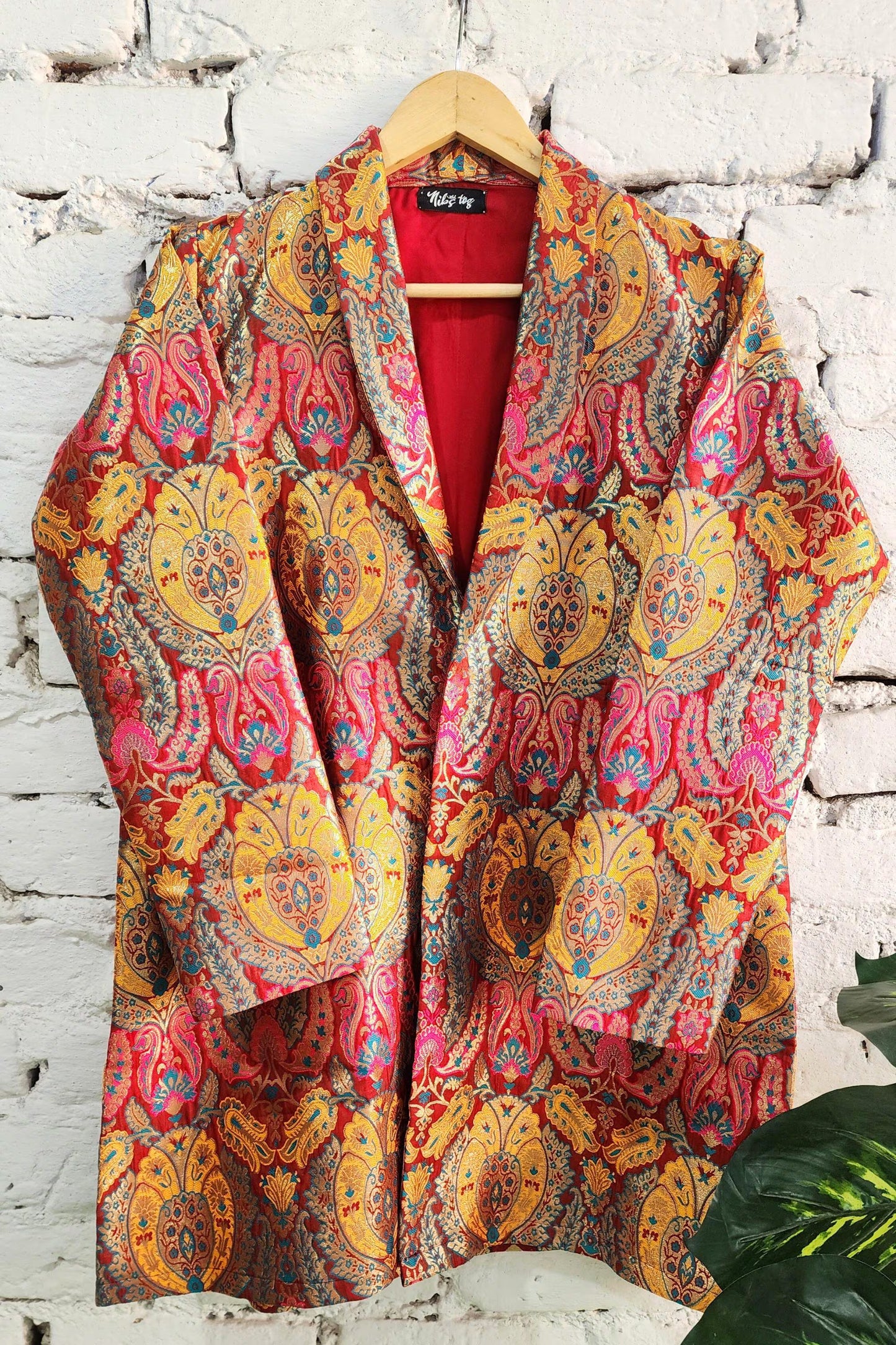 Red Banarasi Brocade Blazer Jacket