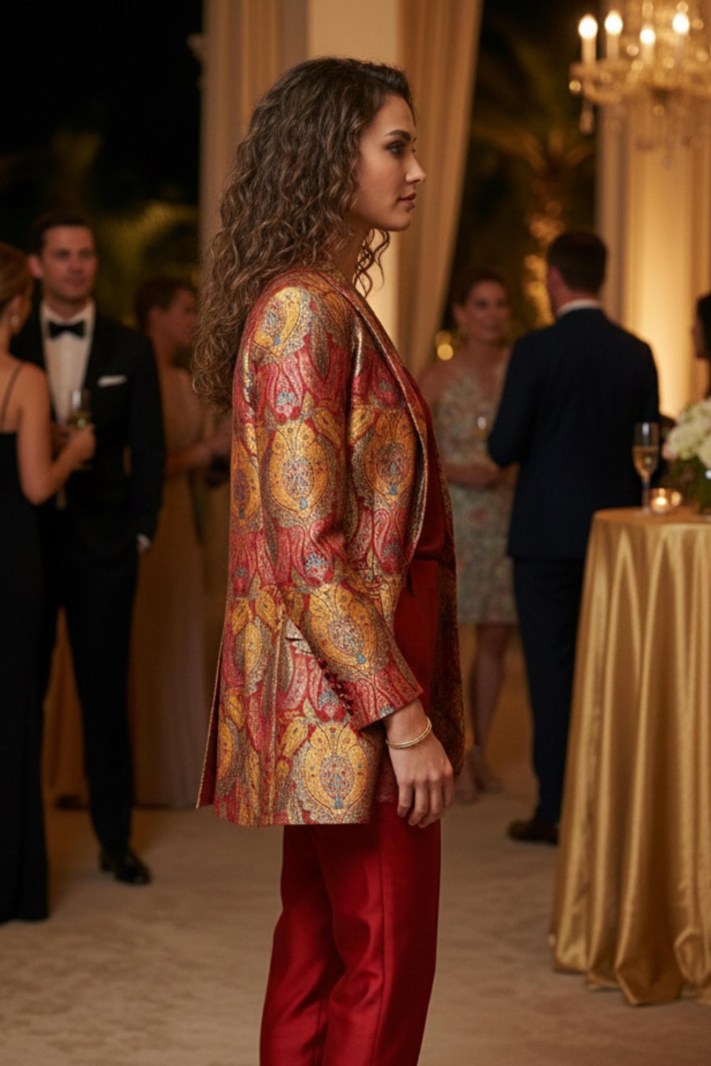 Red Banarasi Brocade Blazer Jacket