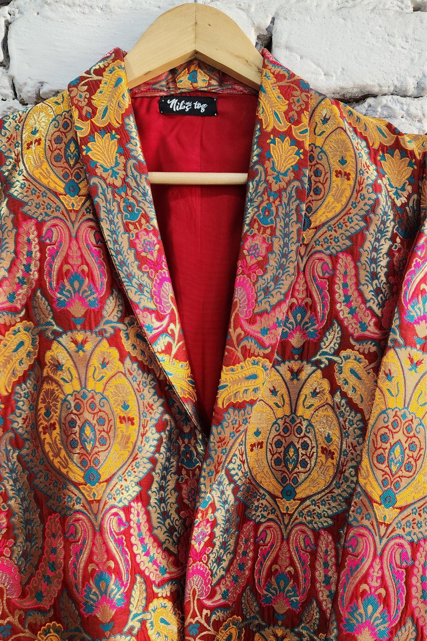 Red Banarasi Brocade Blazer Jacket