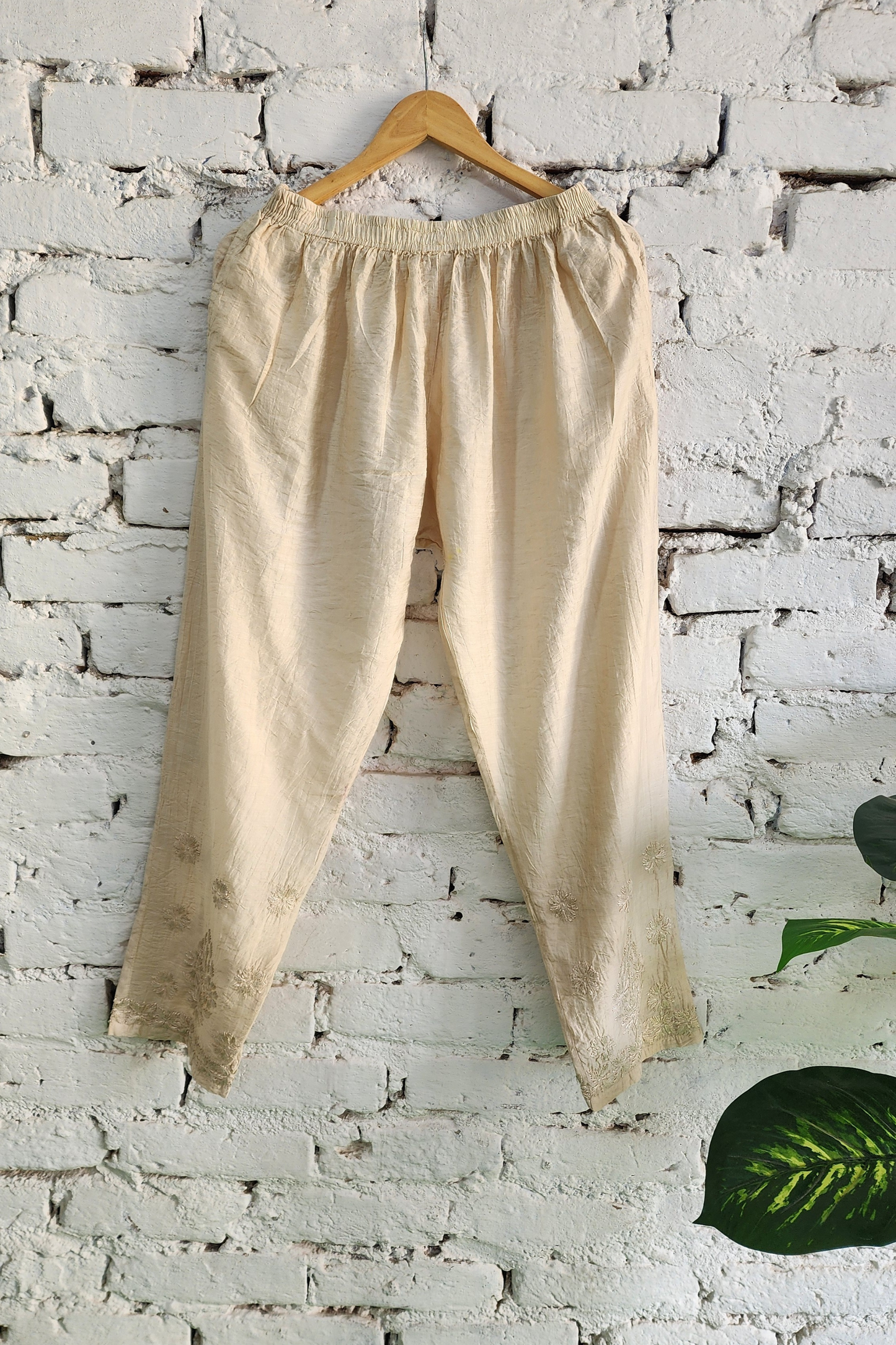 Ivory Silk Chikankari Kurta Set with Red Bandhej Dupatta