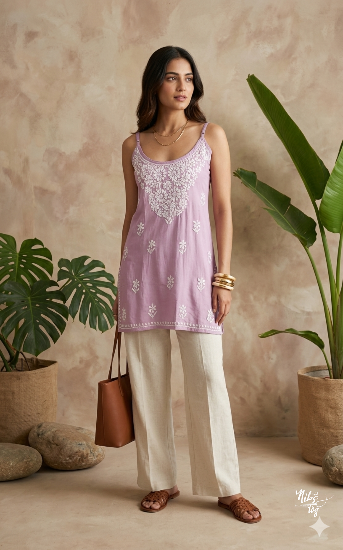 Lilac Nayaab Strappy Chikankari Short Kurta