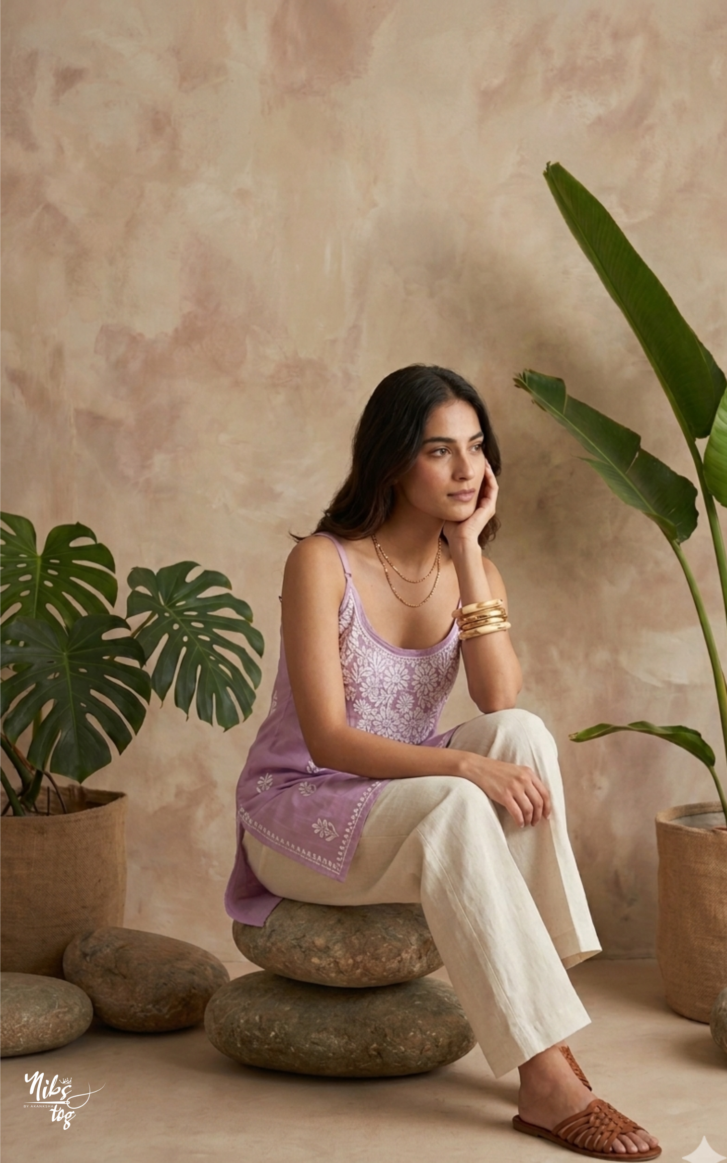 Lilac Nayaab Strappy Chikankari Short Kurta