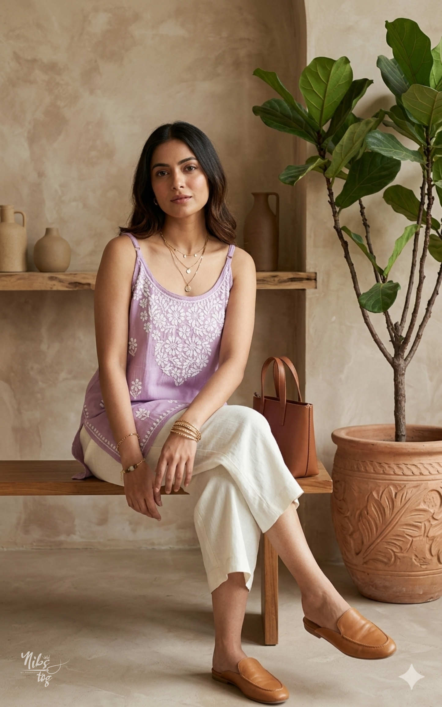 Lilac Nayaab Strappy Chikankari Short Kurta