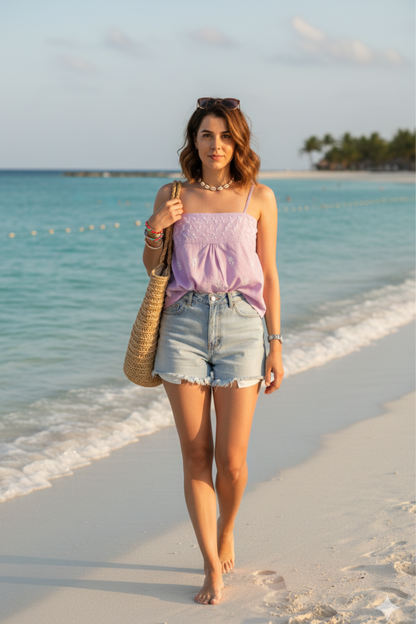 Sutr – Chikankari Strap Cotton Top