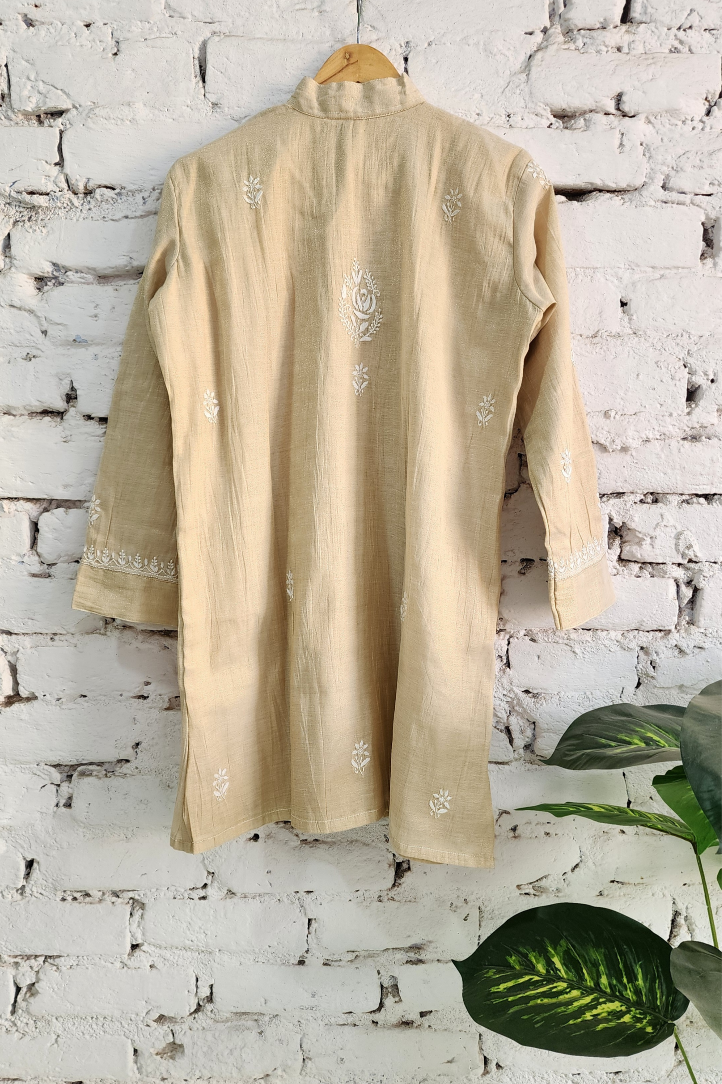Gold Tissue Silk Chikankari Coord Set
